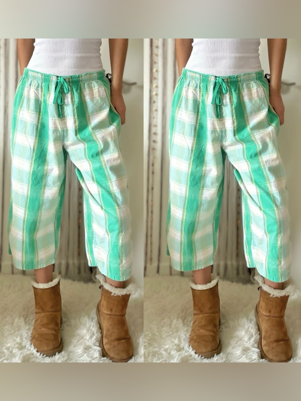 sonoma plaid capri wide leg pajama pants